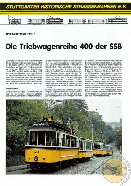 Fahrzeugbeschreibung "Die Triebwagenreihe 400 der SSB"